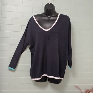 Boden L blue with white and aqua sweater
